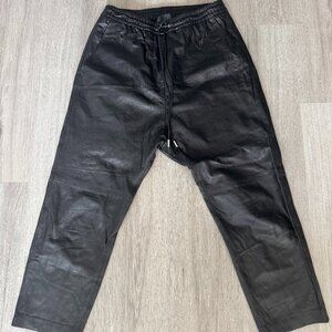 Nili Lotan Womens Black Lambskin Leather Straight Leg Pants Size Medium M